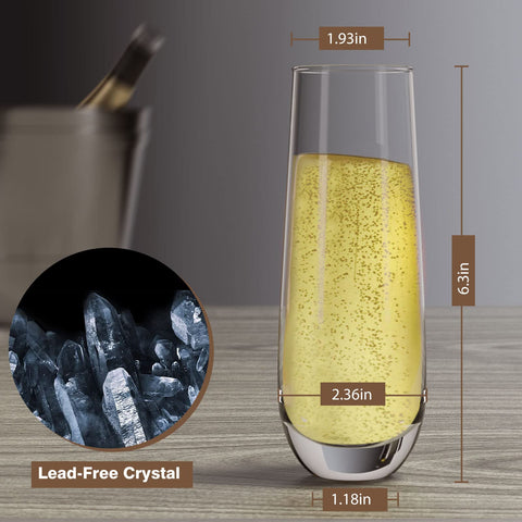 Yaschmo 10oz champagne flutes for generous pours and balanced, comfortable grips.