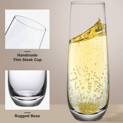 Yaschmo hand-blown crystal glasses for refined entertaining and conversation-starting sparkle.