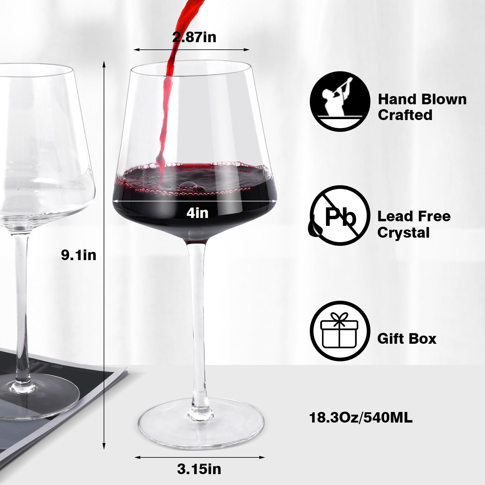 Yaschmo 18oz red and white wine glass suitable for full-bodied pours.