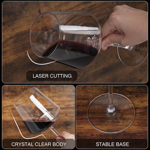 Yaschmo clear crystal wine glass highlights wine hue and aroma.
