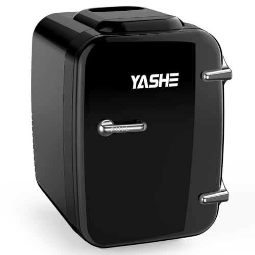 YASHE mini fridge travel-ready for dorms and cars.