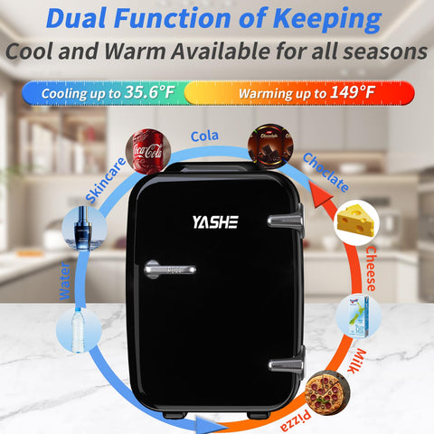 YASHE mini fridge cooling mode keeps beverages chilled.
