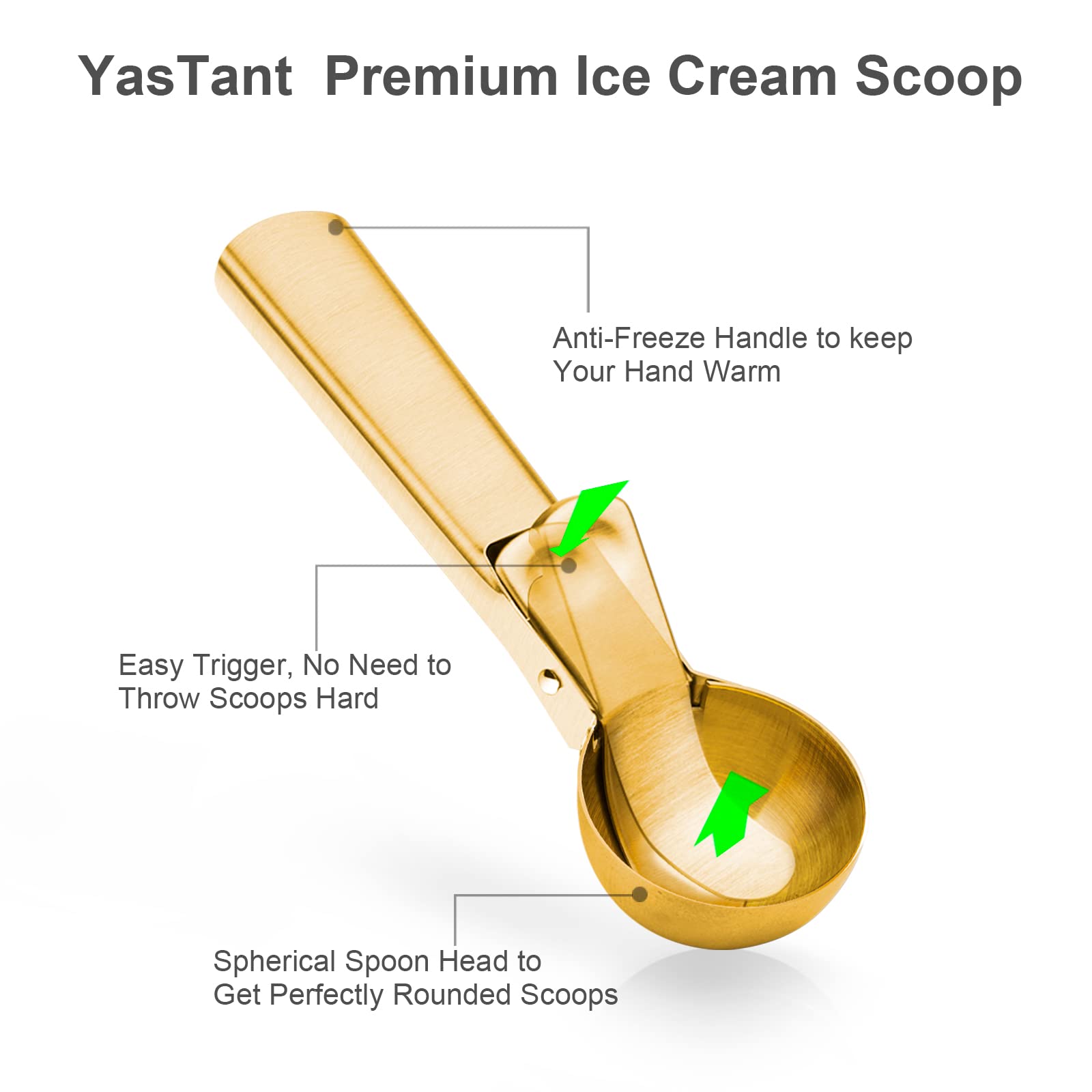 YasTant ice cream scoop spherical head designed for clean, precise portions