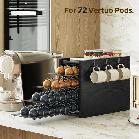 YATINEY four-tier pullout shelves optimize space while keeping pods neatly arranged.