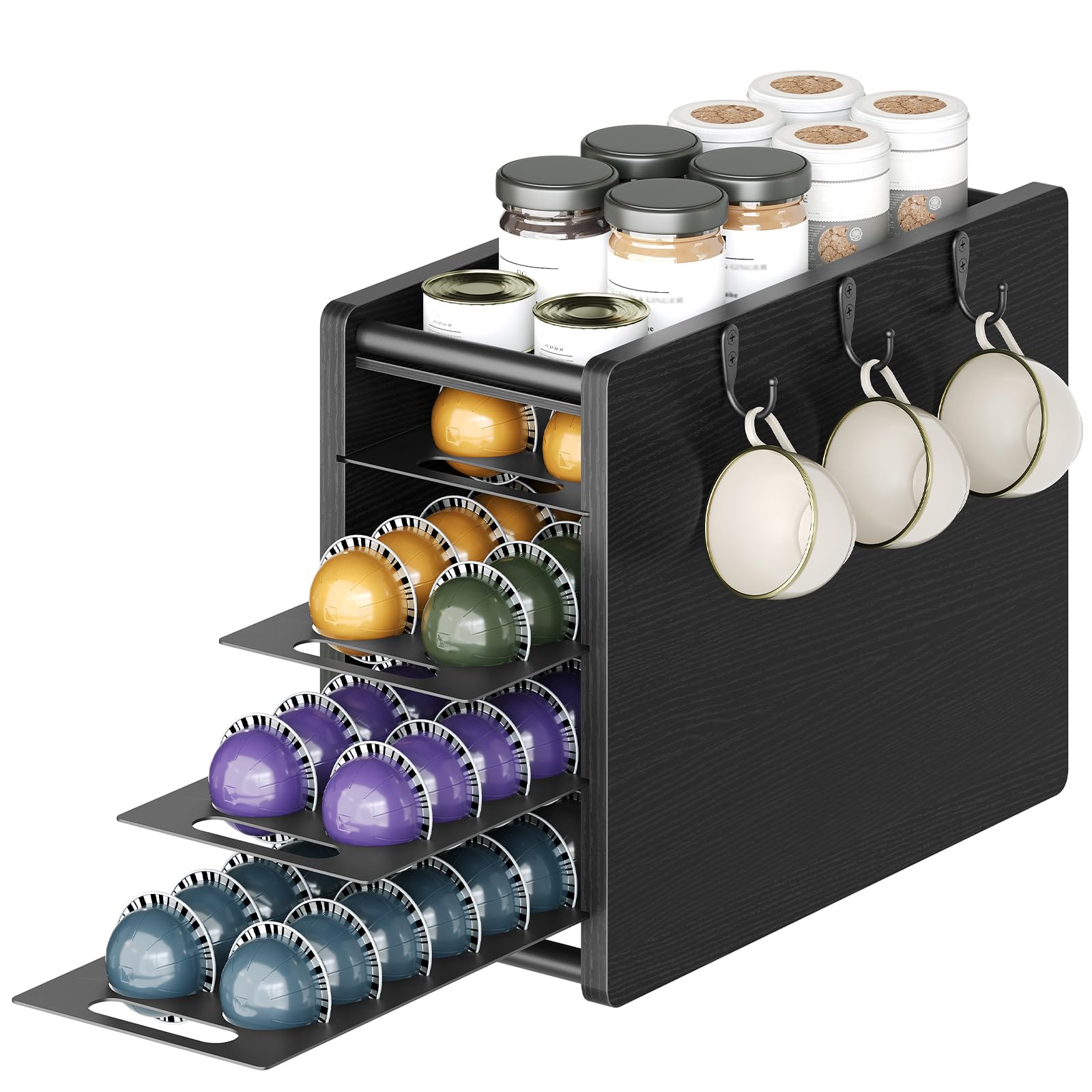 YATINEY 72-pod Vertuo drawer with organized storage for easy pod access.