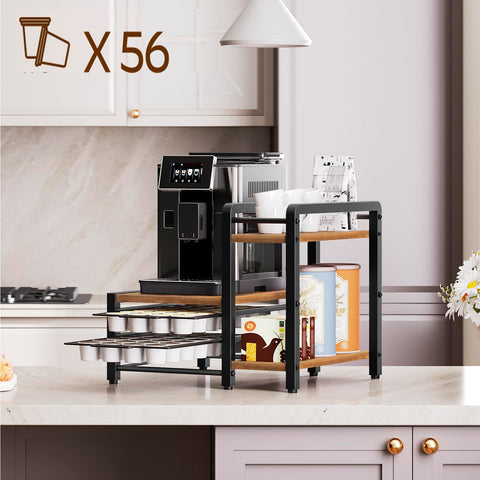 YATINEY two-tier storage keeps K-Cups organized and easy to grab