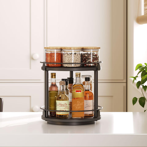 YATINEY SR22BK two-tier design maximizes cabinet space and organization.