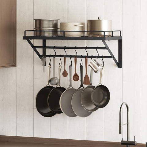 YATINEY pot rack with two tiers for organized cookware and tools