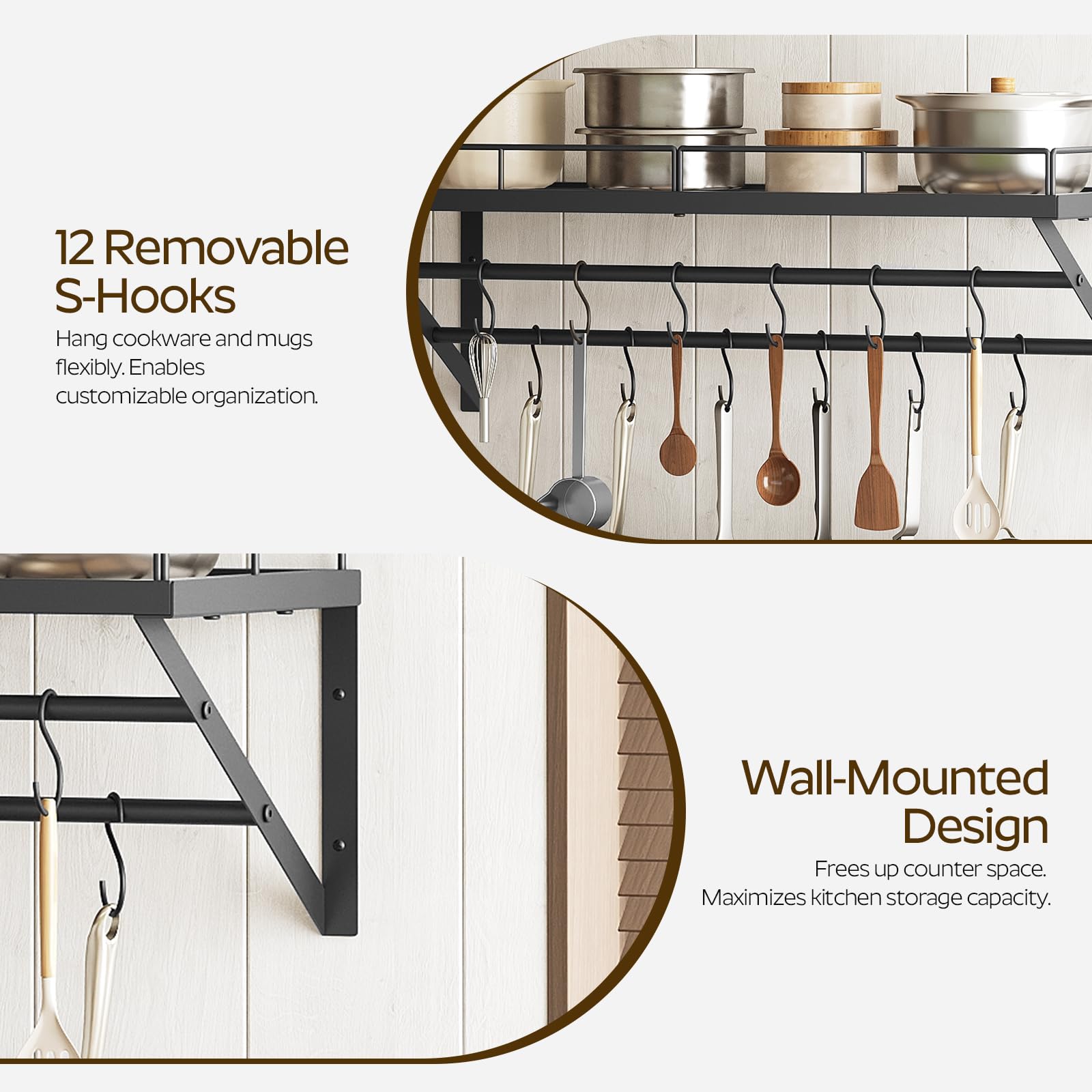 YATINEY organizer with 12 S-hooks for versatile hanging
