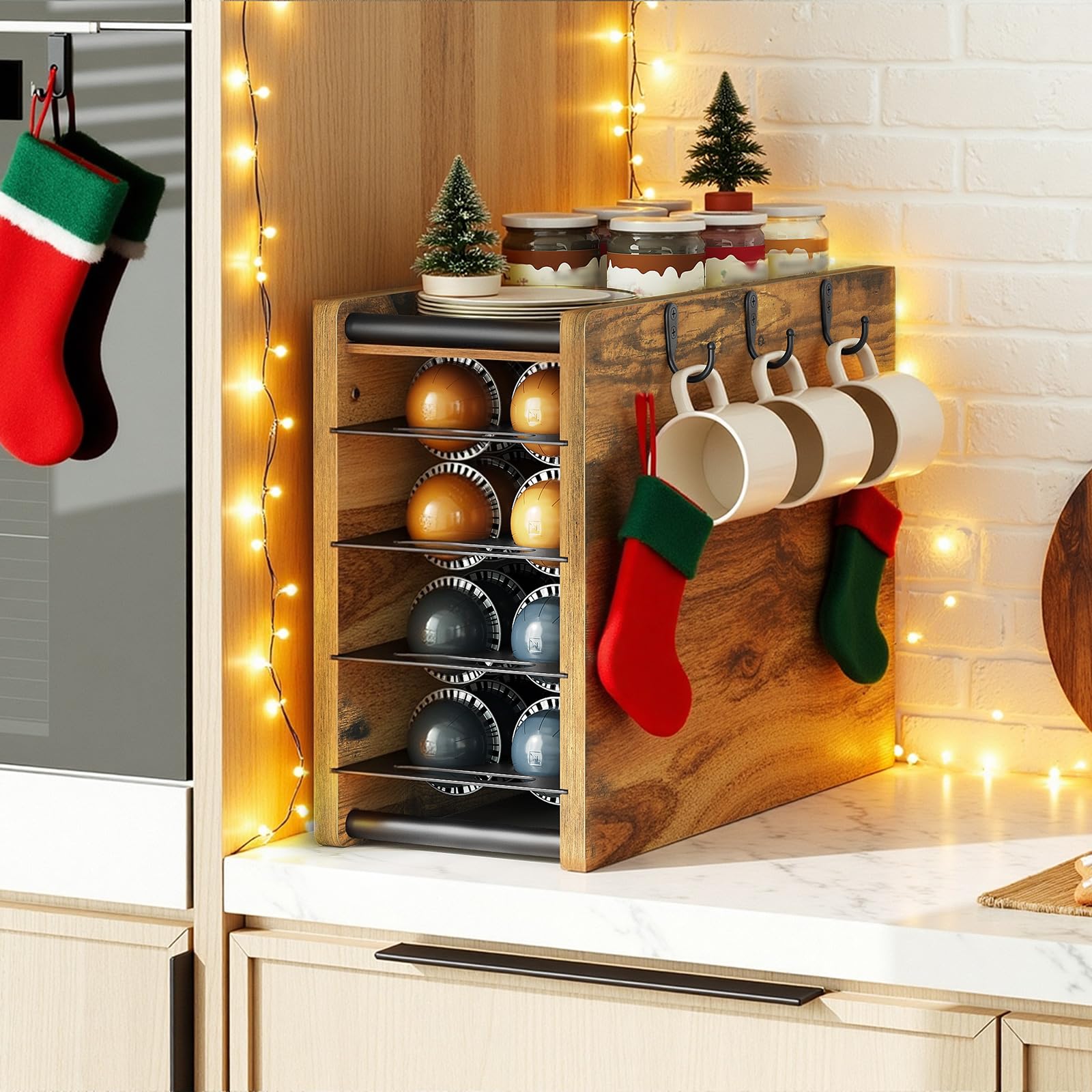 YATINEY Vertuo pod organizer side angle highlights sturdy multi-tier design