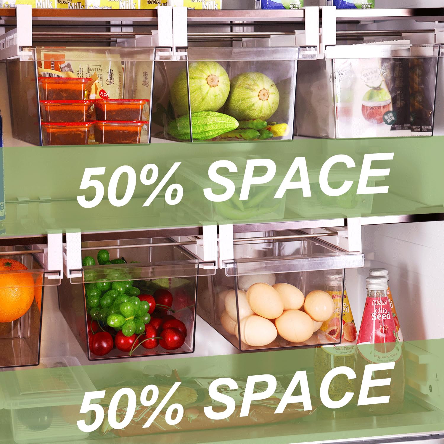 Yatmung sliding-fridge storage bin reduces clutter and saves space