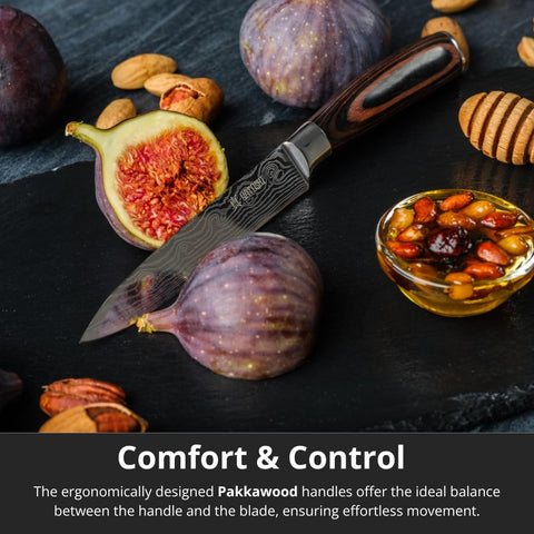 Yatoshi Knives 7in Santoku Knife versatile grip for controlled chopping.