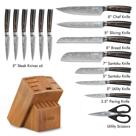 Yatoshi Knives Acacia Block sturdy storage protecting blades.