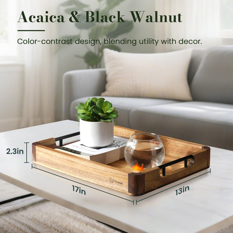 YaTriunfo acacia walnut tray - rounded edges for elegant serving