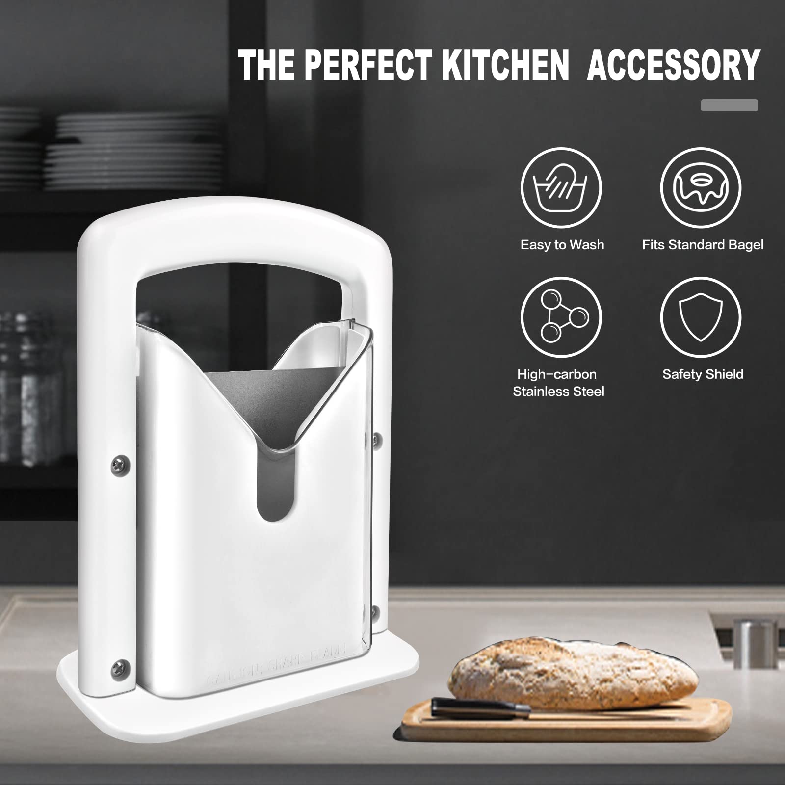 Yatytepo Bagel Slicer guillotine action slices cleanly