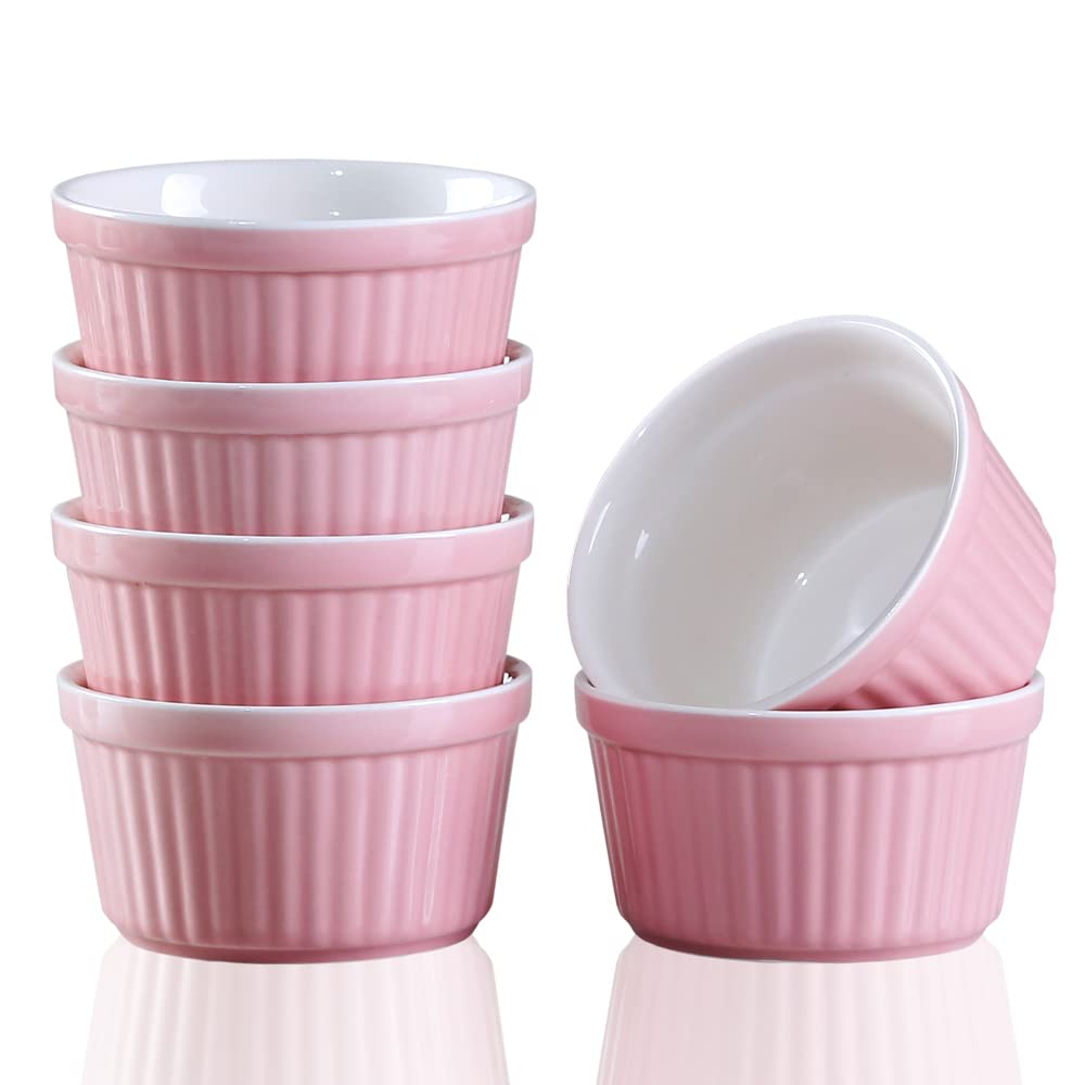 YAZYLIFE 6oz pink ramekin for individual creme brulee servings