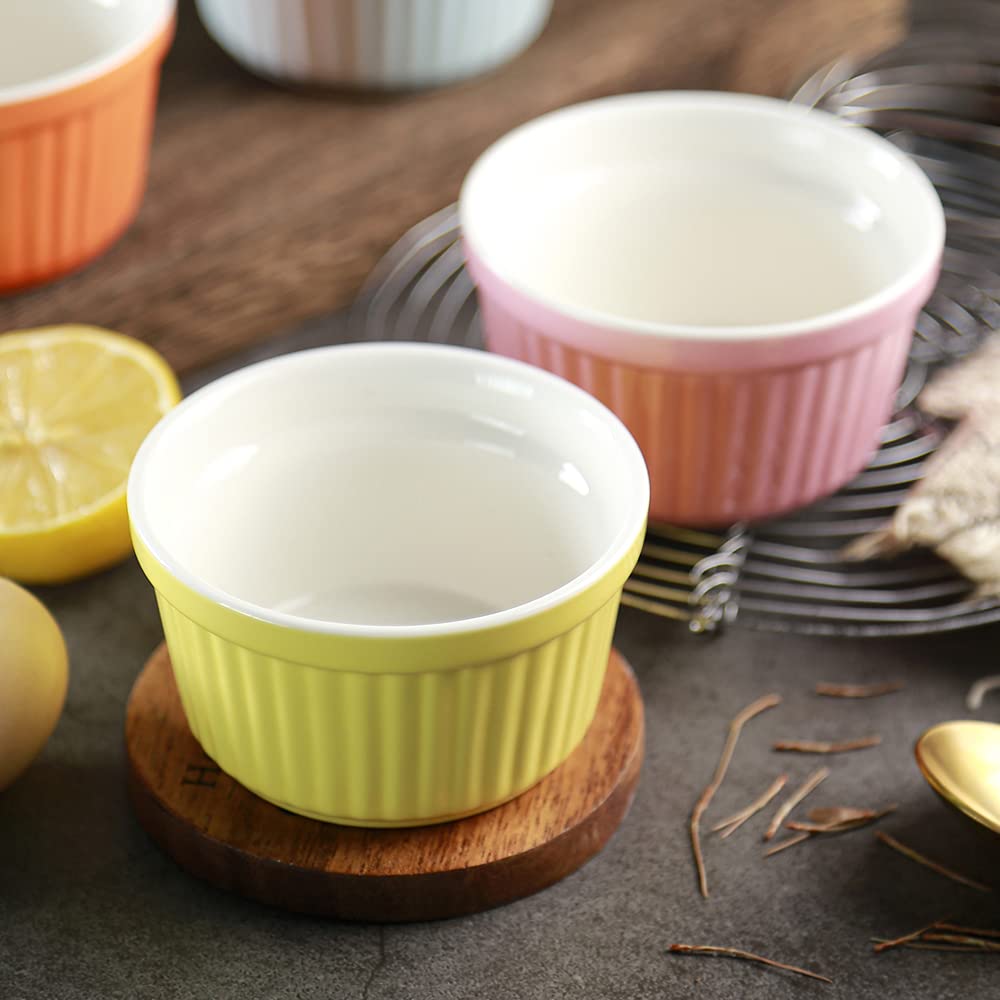 YAZYLIFE hand-painted underglaze pink ramekins add color to table