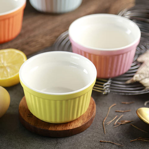 YAZYLIFE hand-painted underglaze pink ramekins add color to table