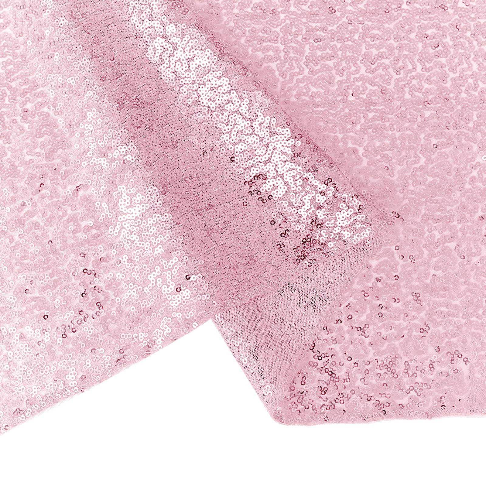 Yblut pink glitter sequin table runner draped for a polished birthday party tablescape.