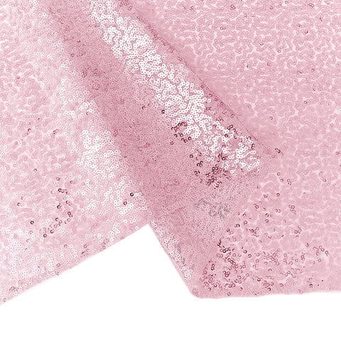 Yblut pink glitter sequin table runner draped for a polished birthday party tablescape.