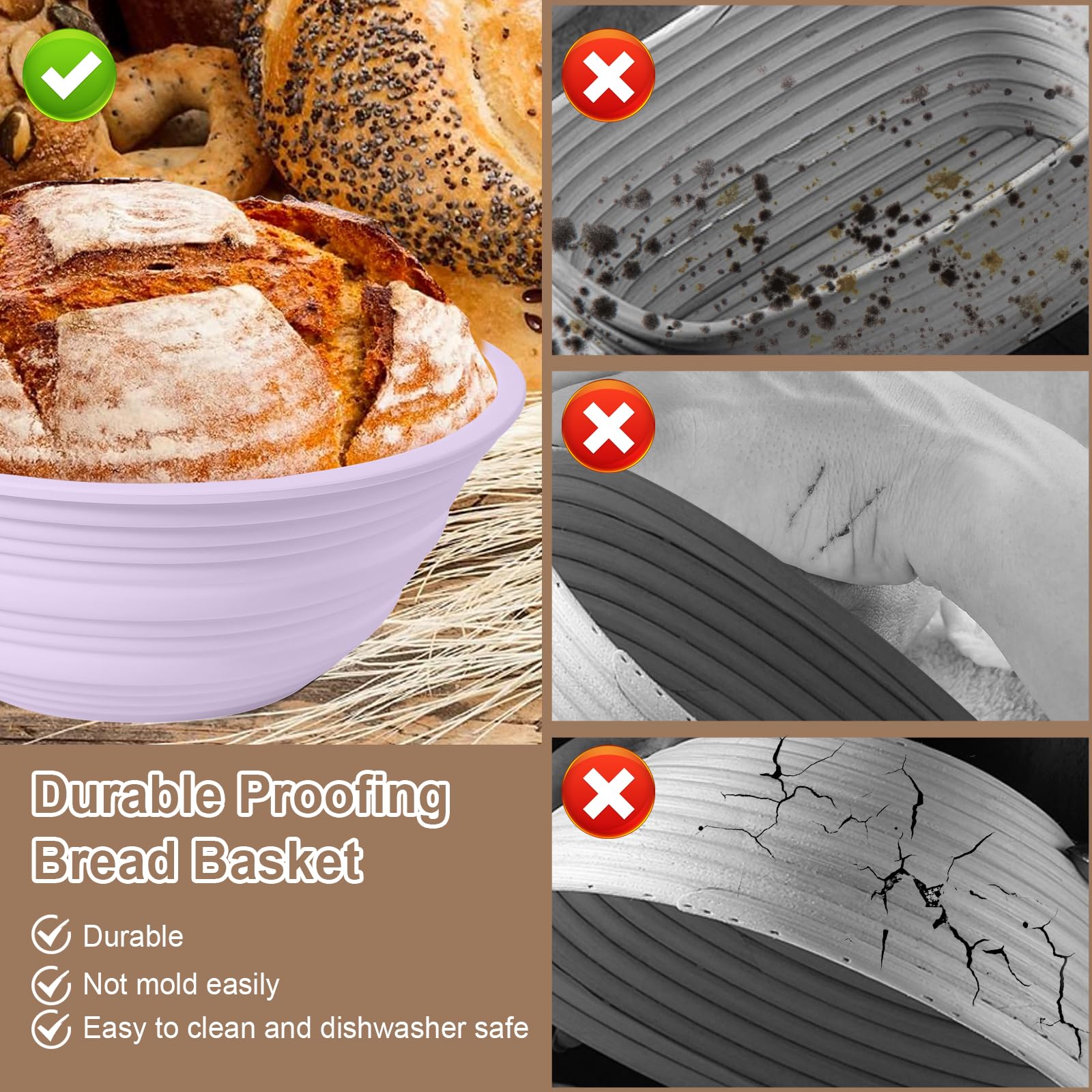 Ycgcp BPA-free silicone proofing basket ensures safe food contact.