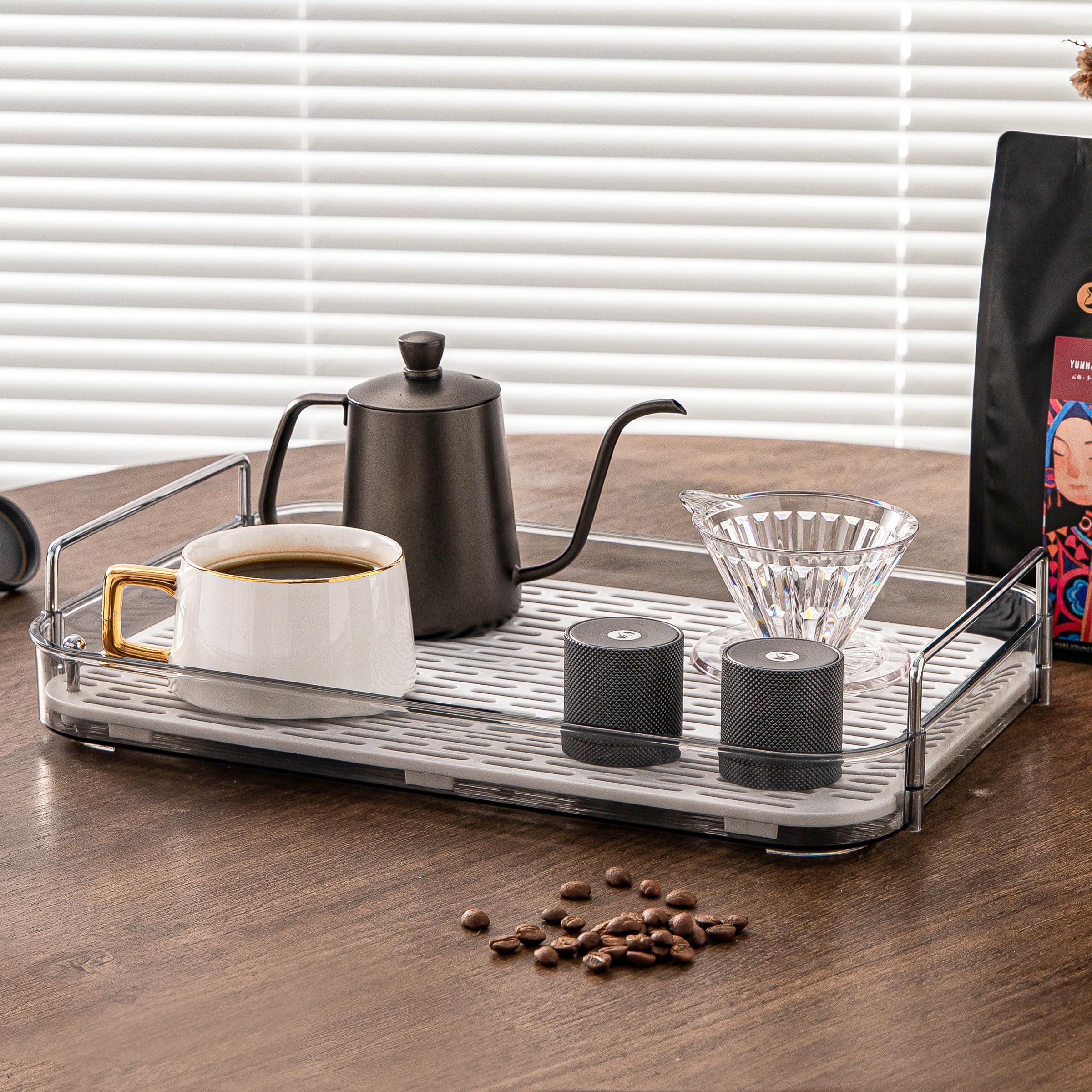 YCIA&DONE storage rack with draining board keeps items dry and hygienic.