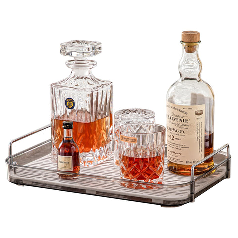 Smoky gray finish complements modern coffee bars and counters.