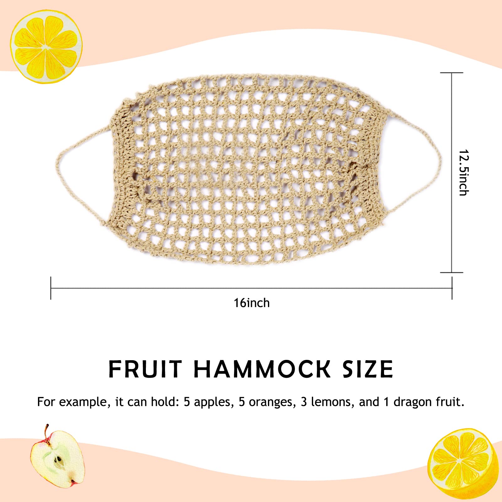 Ycsst Fruit Hammock kitchen decor close-up highlights natural cotton weave.