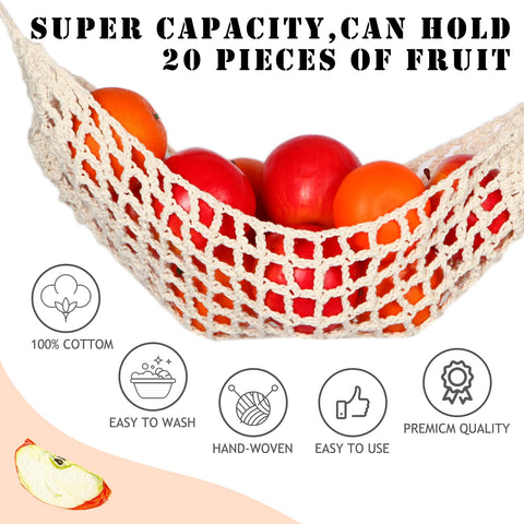 Ycsst hand-woven cotton fruit hammock adds texture to kitchen decor