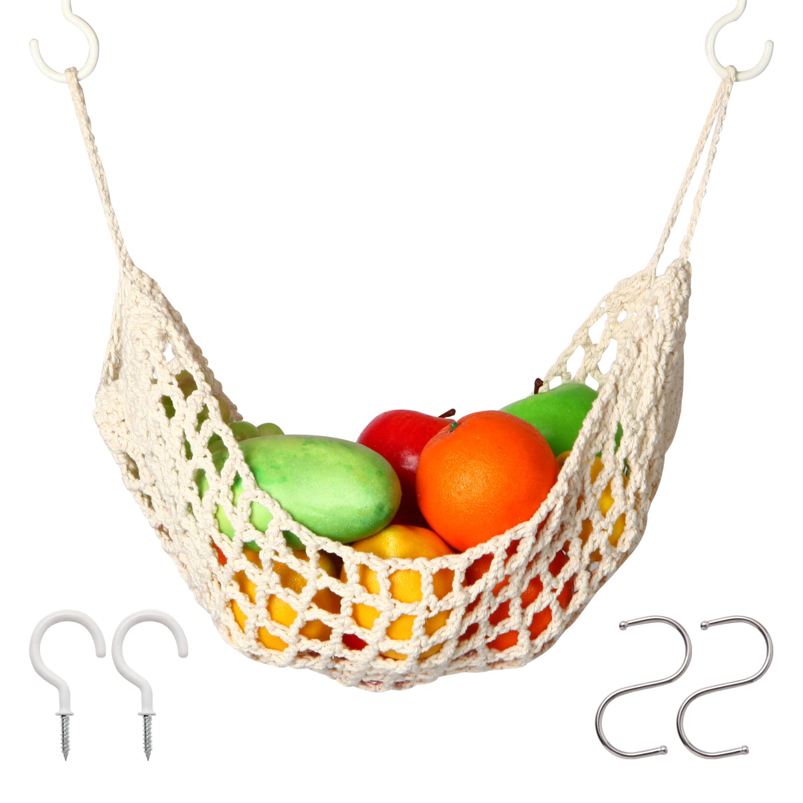 Ycsst hanging fruit hammock under cabinet keeps produce organized and accessible