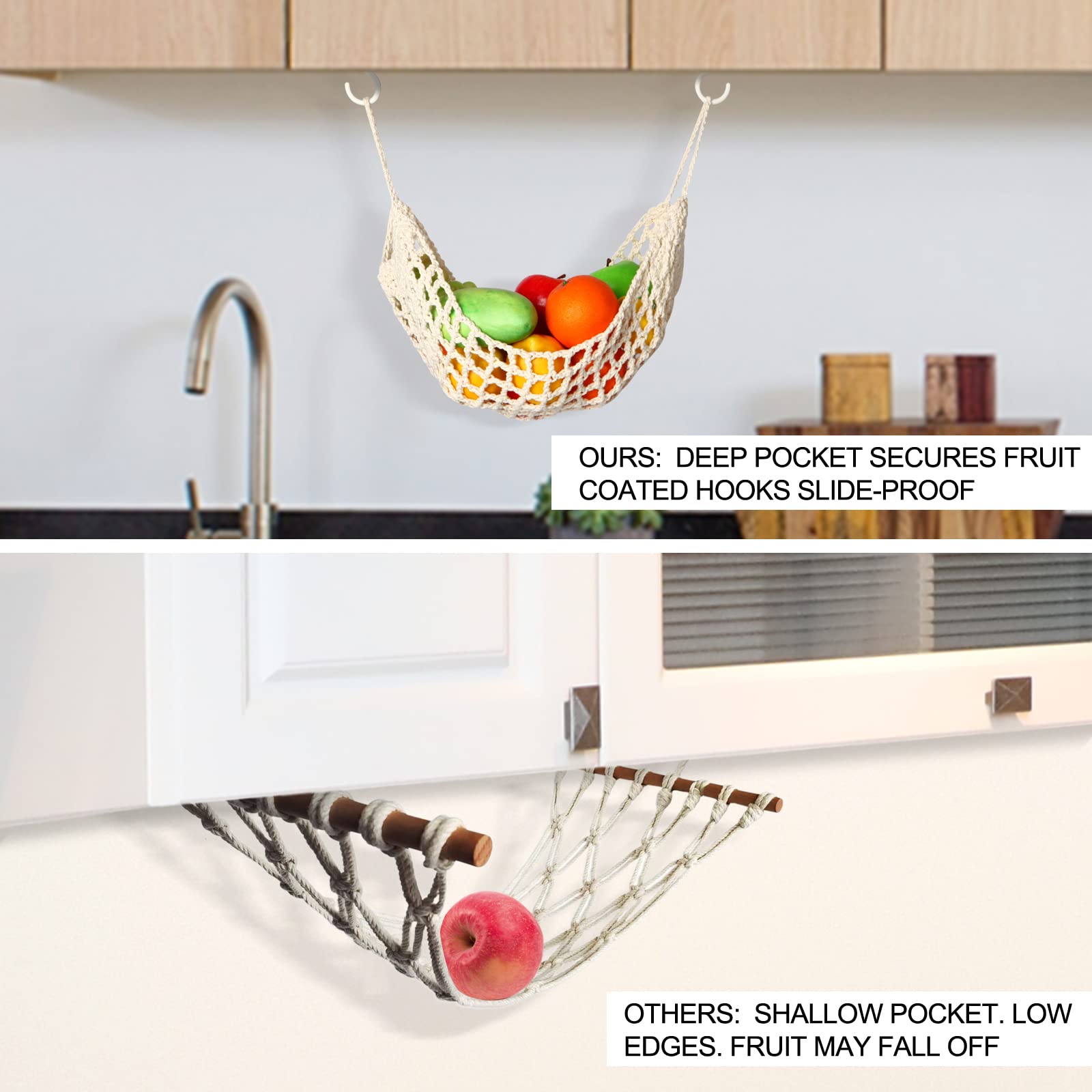 Ycsst produce net hammock stores vegetables neatly while freeing counter space
