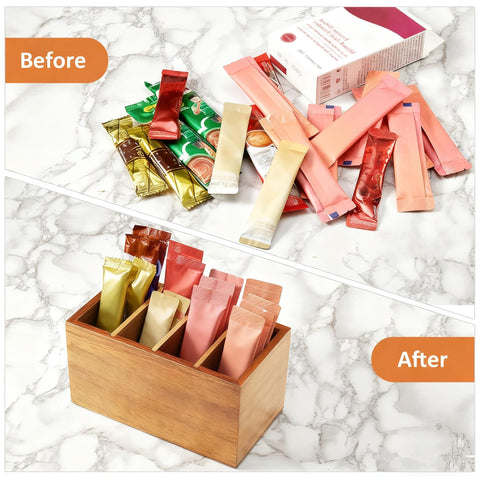 YCXNBHH pantry-ready organizer neatly stores drink packets and condiments.