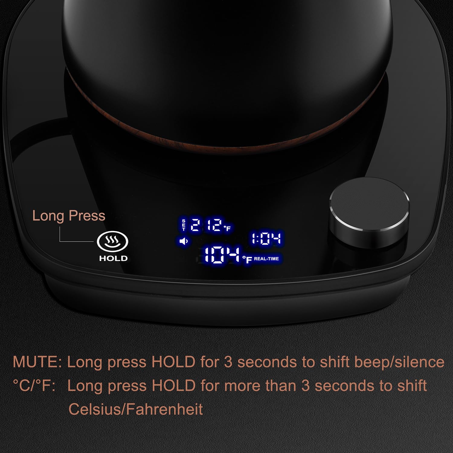YDDZZM gooseneck kettle keep-warm feature maintains temperature for hours.