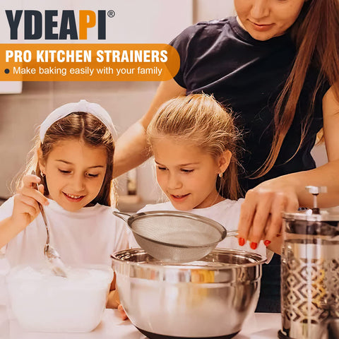 Ydeapi dishwasher safe stainless steel strainer for easy cleanup.