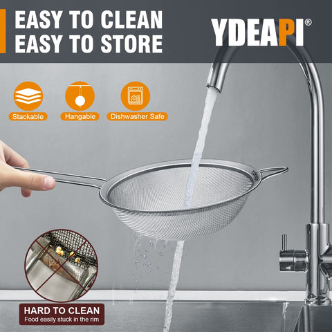 Ydeapi multi-purpose kitchen sieve for straining, rinsing, and sifting.