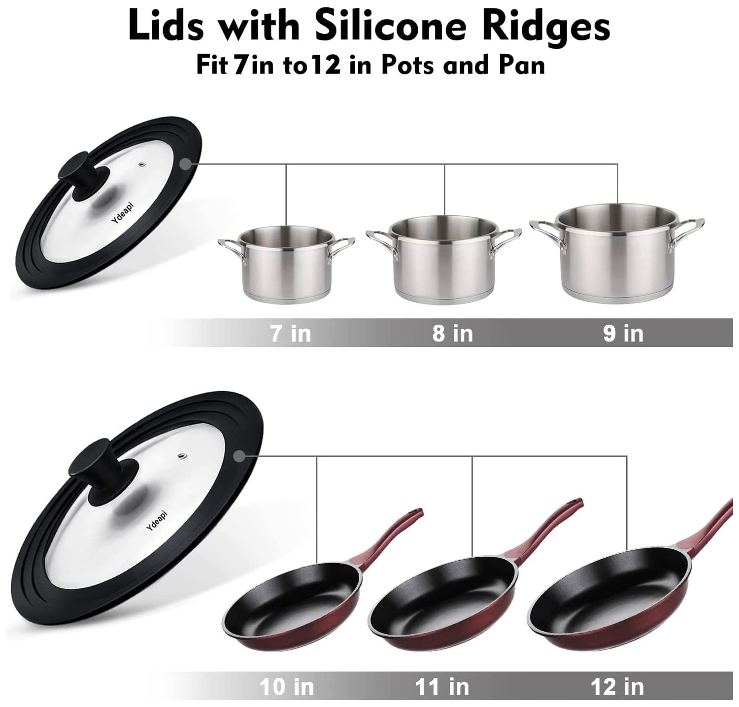 Ydeapi silicone-rim lid provides heat resistance up to 450°F.