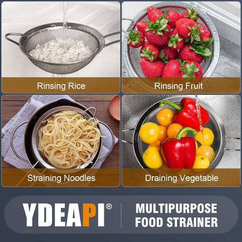 Ydeapi fine mesh strainer with sturdy handle design reduces wobble.
