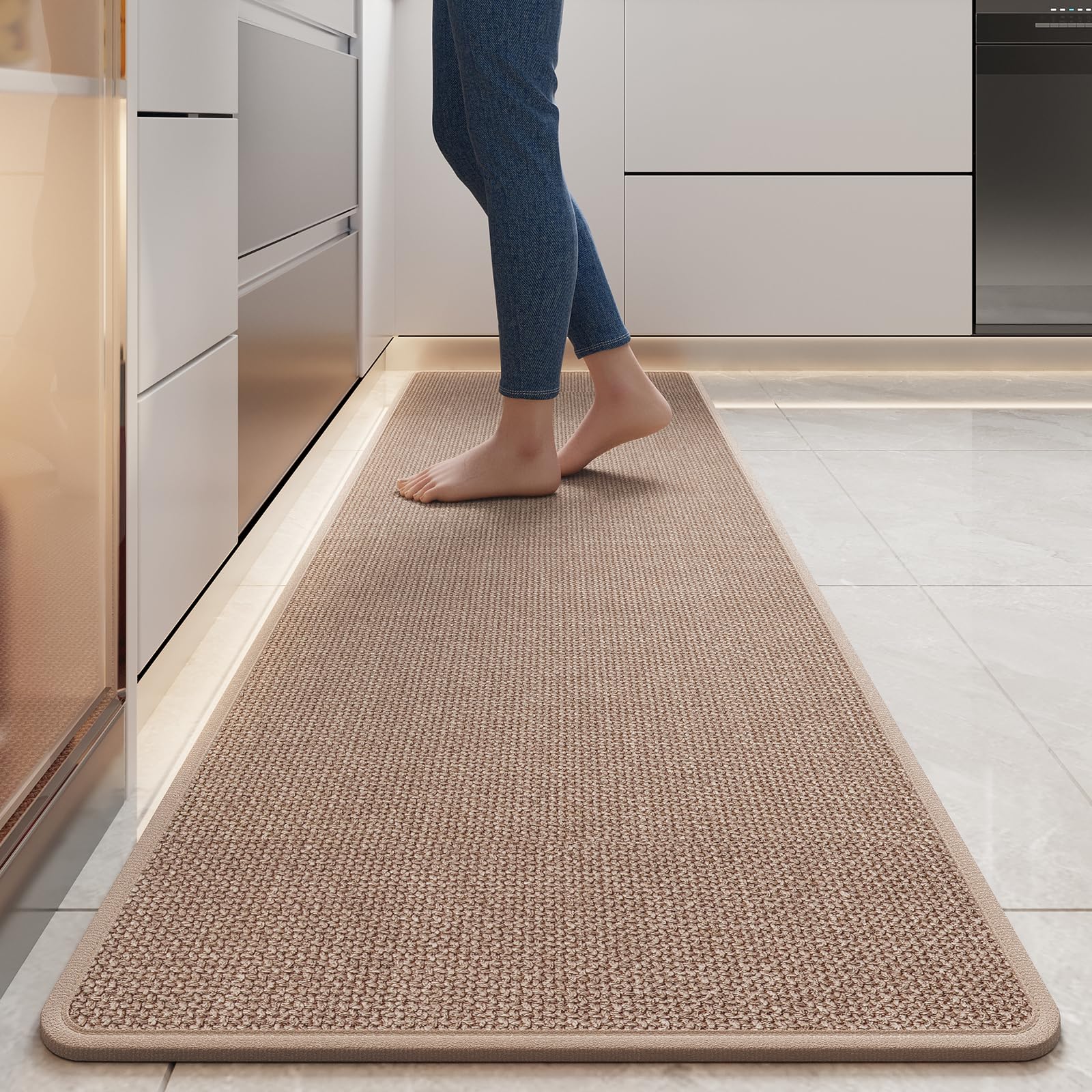 YDKGL durable non-slip kitchen mat in front of sink for secure footing.