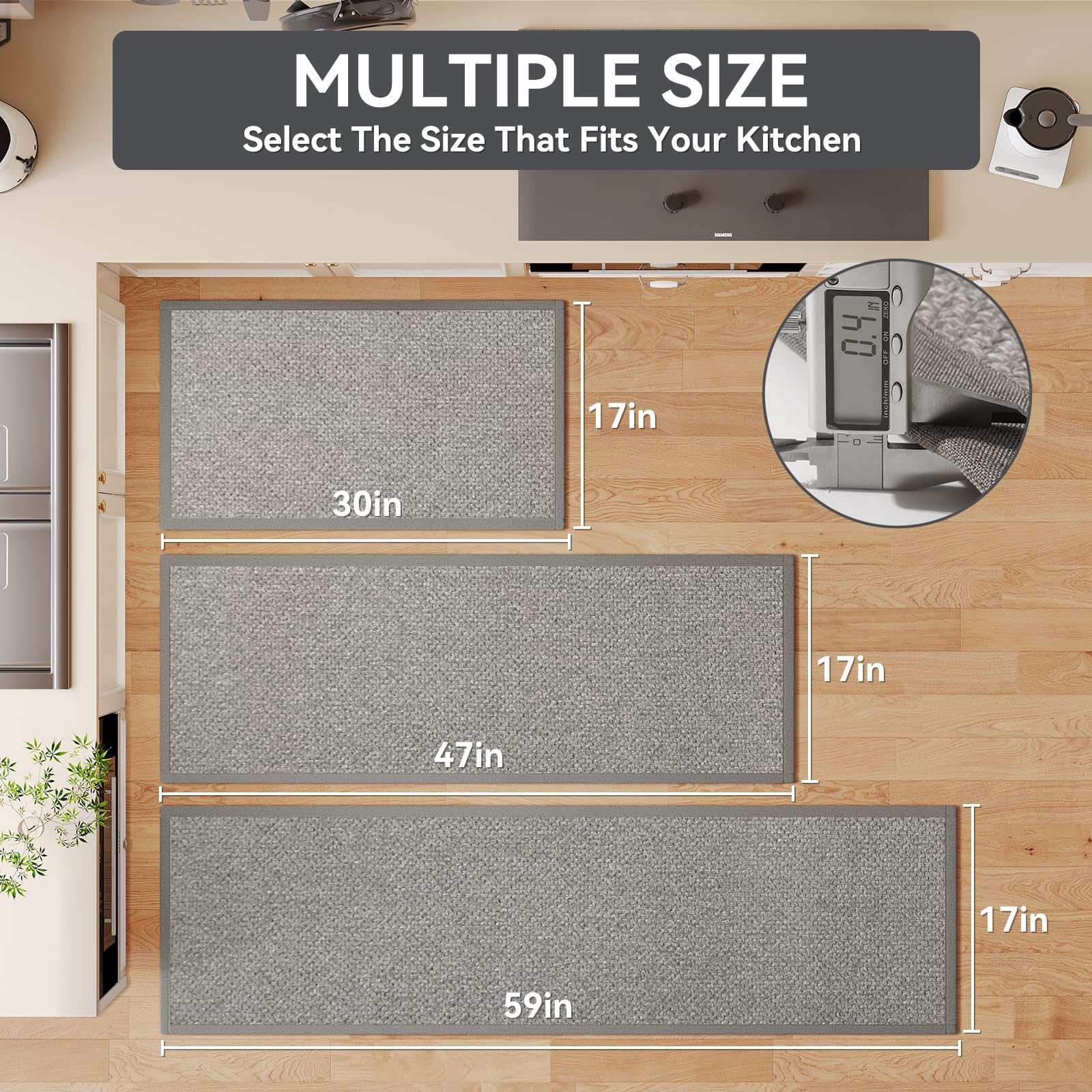 YDKGL jute-look weave absorbs spills quickly, protecting floors from moisture and stains.