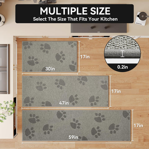 YDKGL absorbent microfiber kitchen rug in gray captures spills by the sink