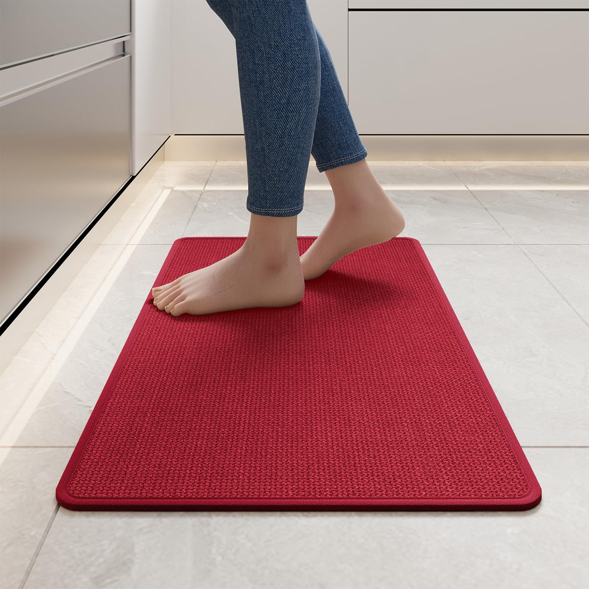 YDKGL kitchen mat anti-slip back provides secure footing on slick floors.