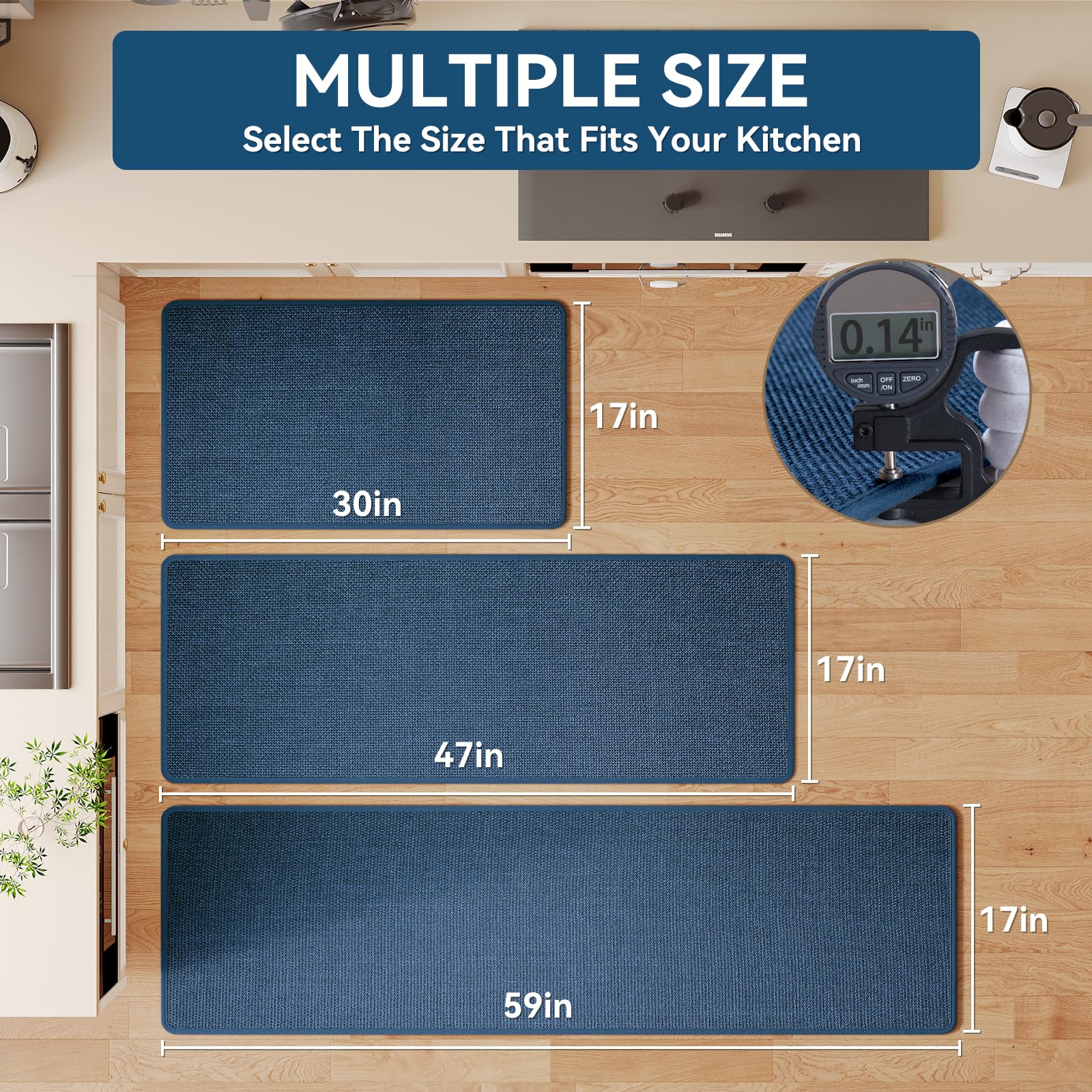 YDKGL blue mat with non-slip backing for secure placement on floors