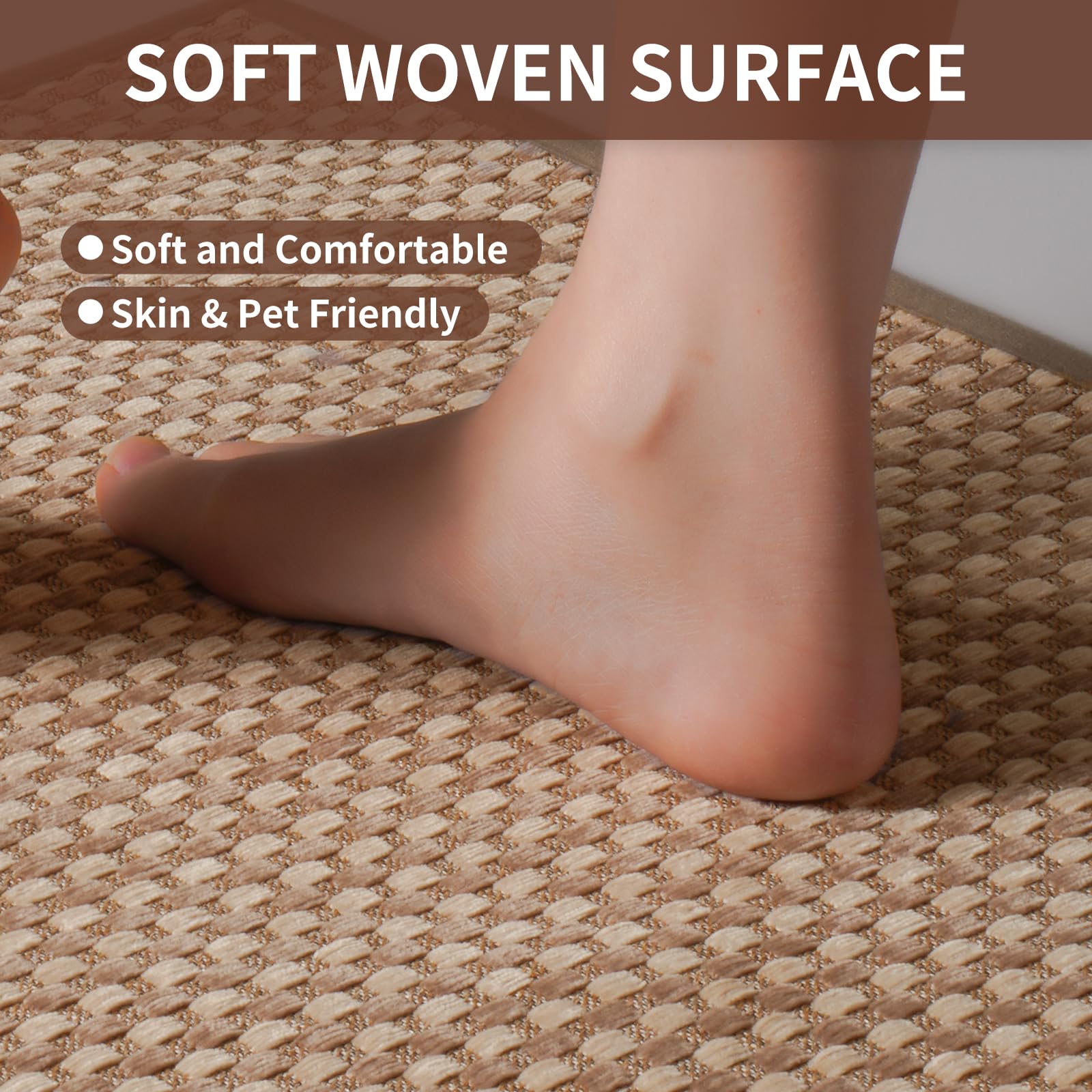 YDKGL rubber backing helps prevent shifting on most indoor floors