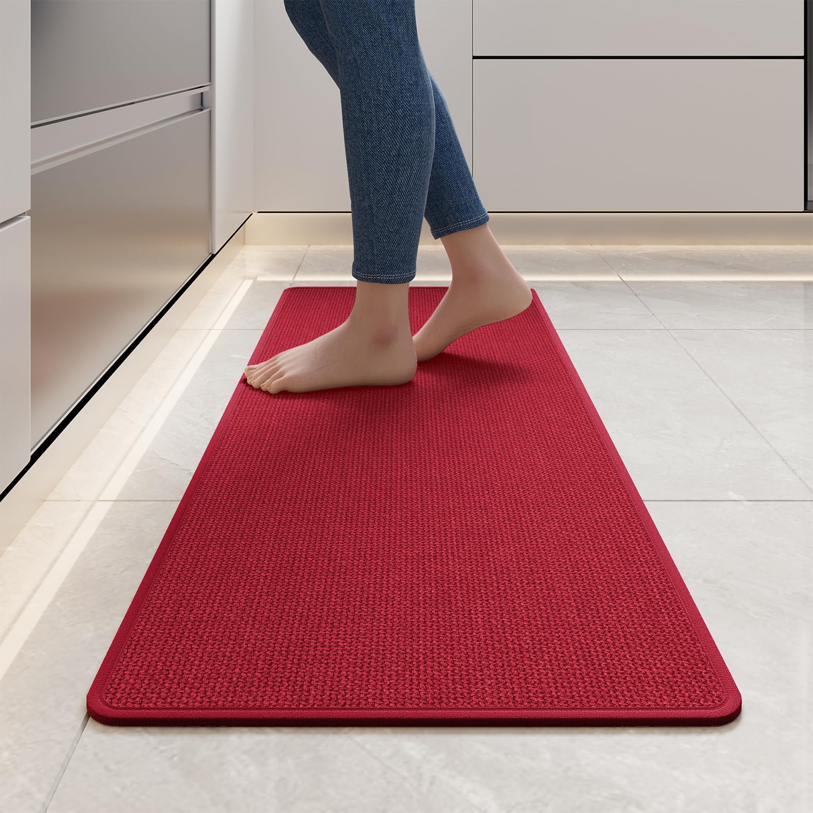 YDKGL kitchen mat with soft imitation linen surface for comfortable standing.