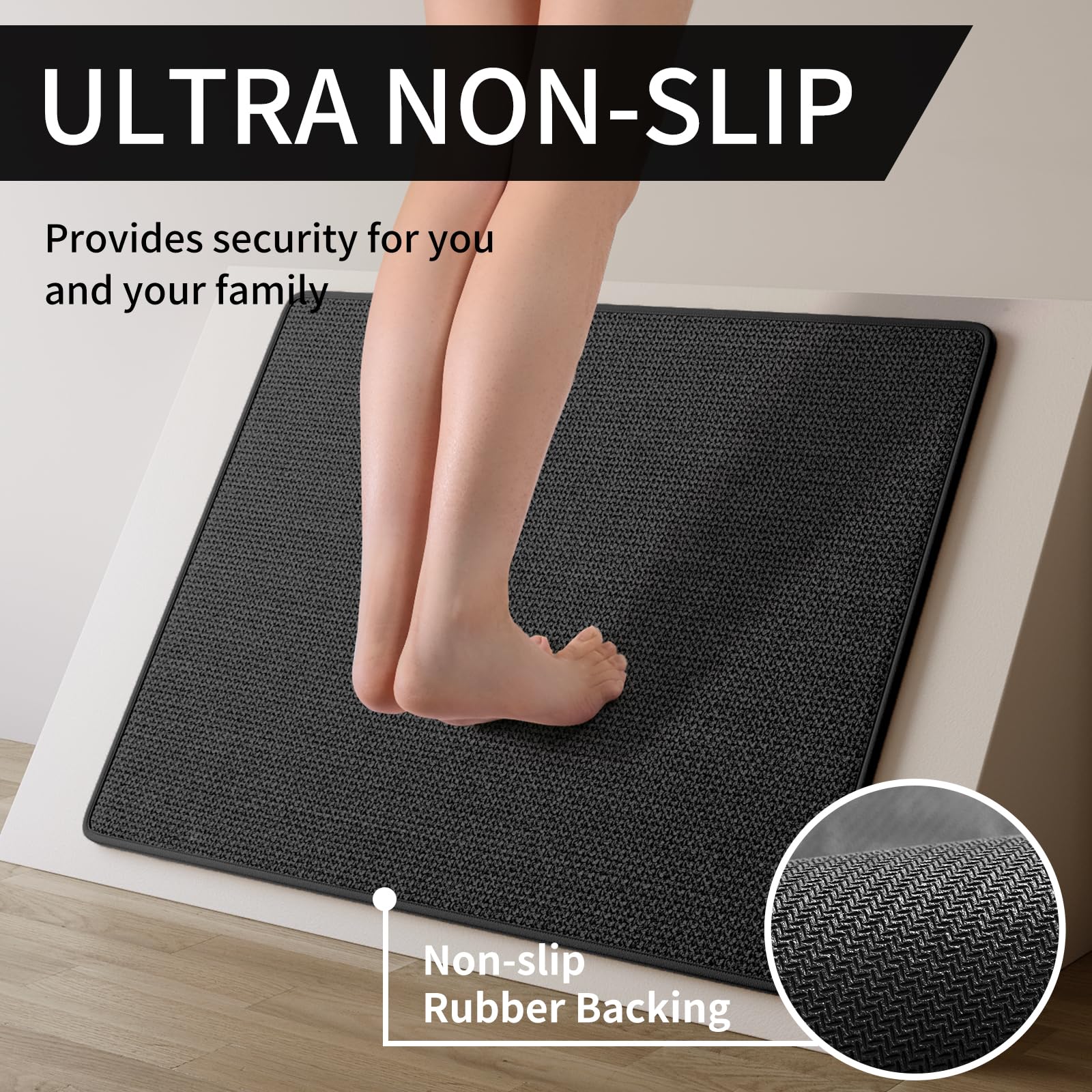 YDKGL kitchen runner 17x30 black for versatile use near sink or counters.