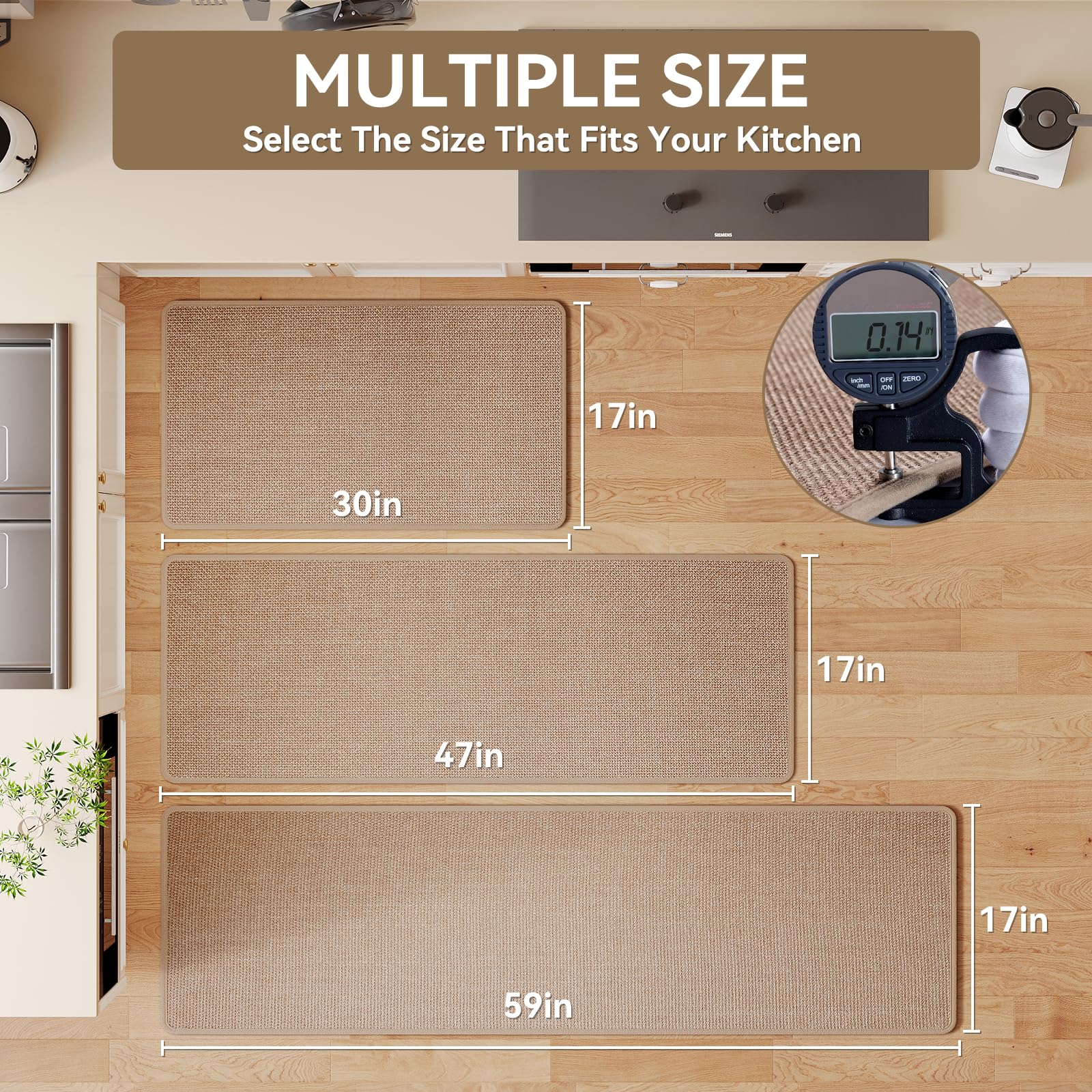 YDKGL quick-drying kitchen mat 17x59 for fast drying after washing dishes.