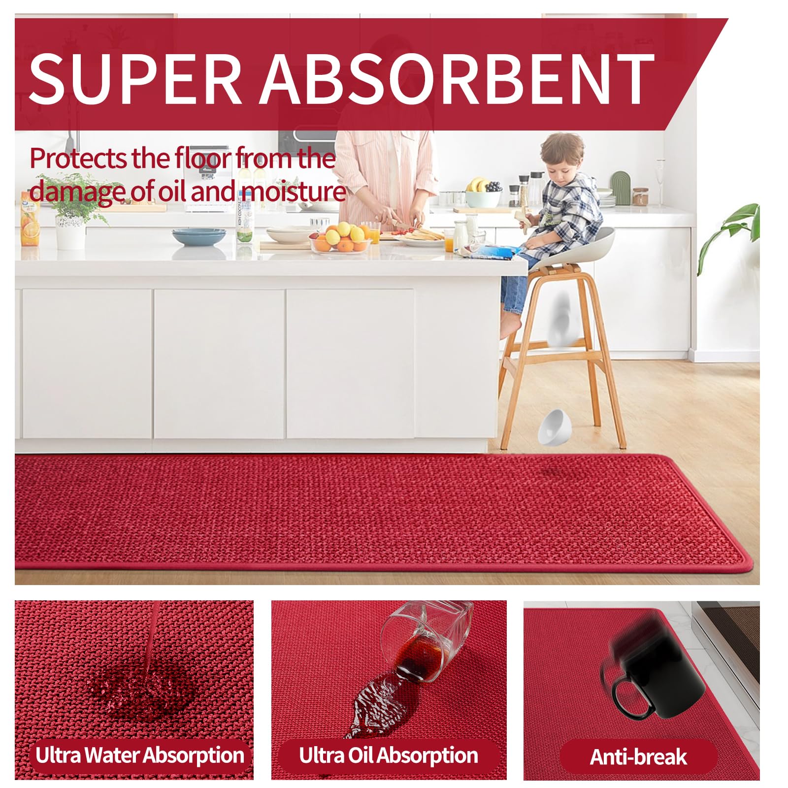 YDKGL washable kitchen mat ready to rinse and machine-clean for easy upkeep.