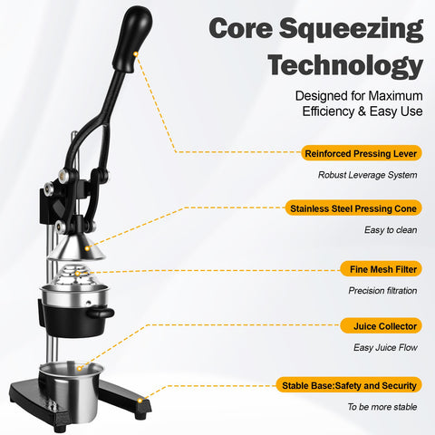 YDXHXH juicer base highlighting durable cast iron construction for stable countertop use