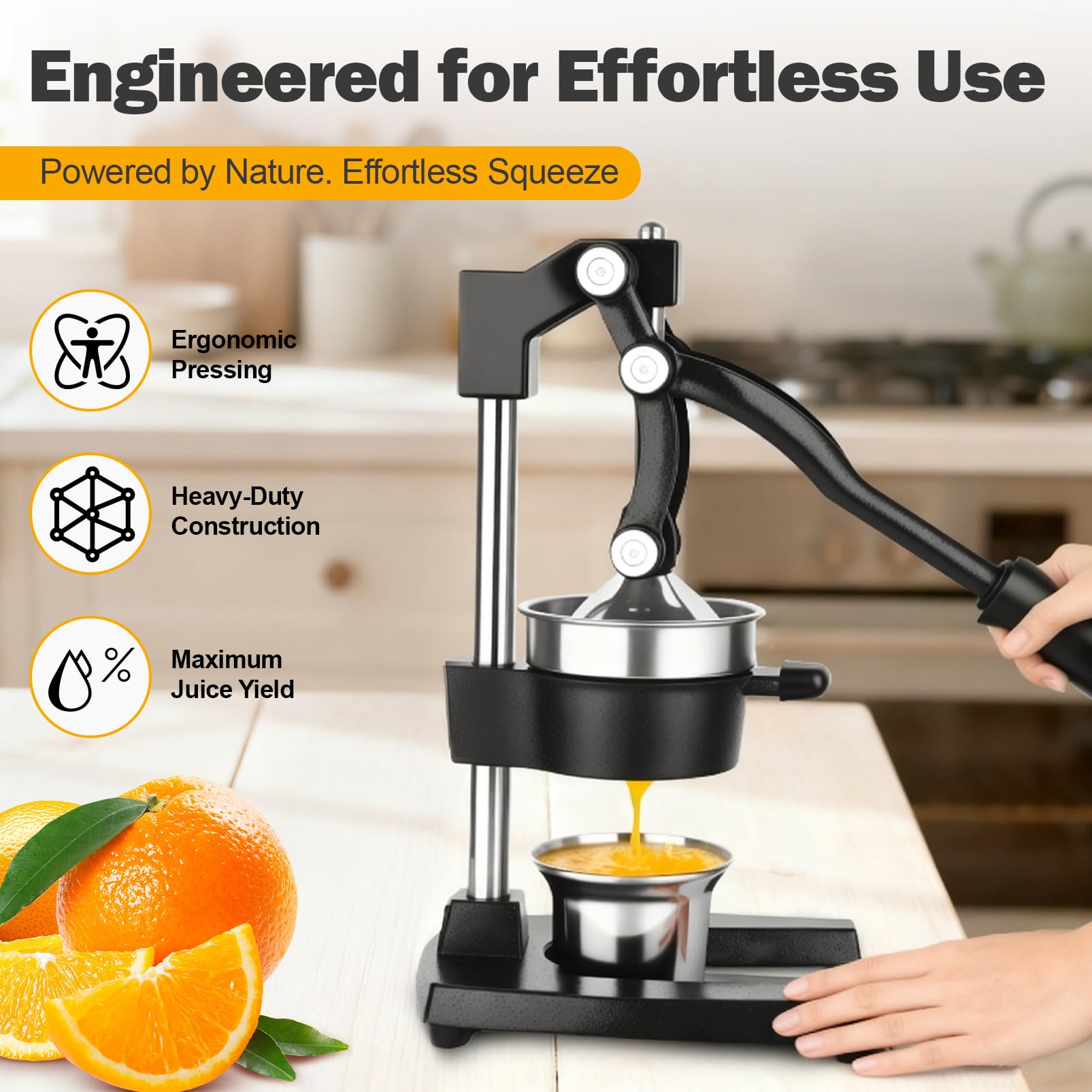 YDXHXH juicer cone highlighting stainless steel press for efficient citrus extraction
