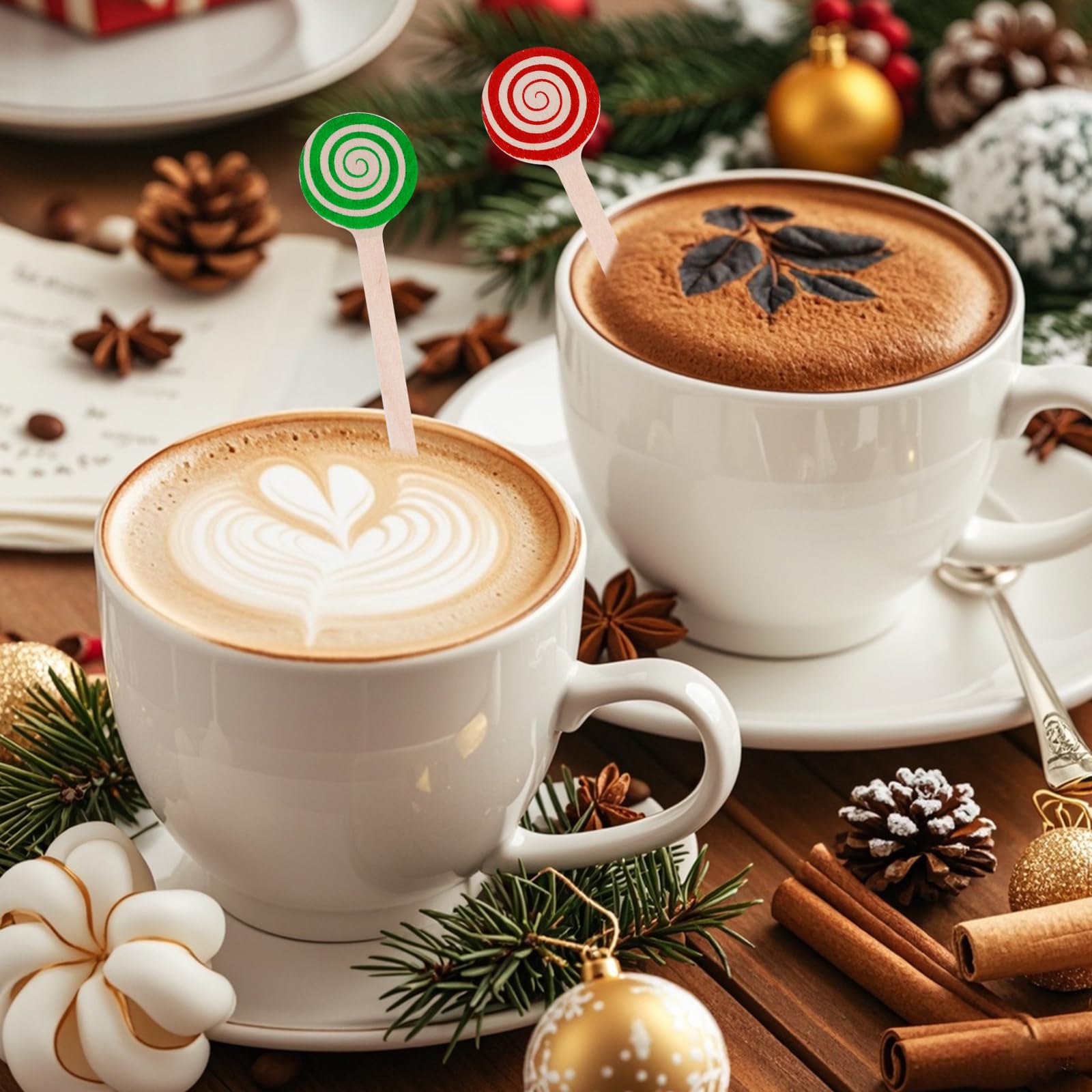 yeabwps Christmas design stirrers enhance party cups and displays